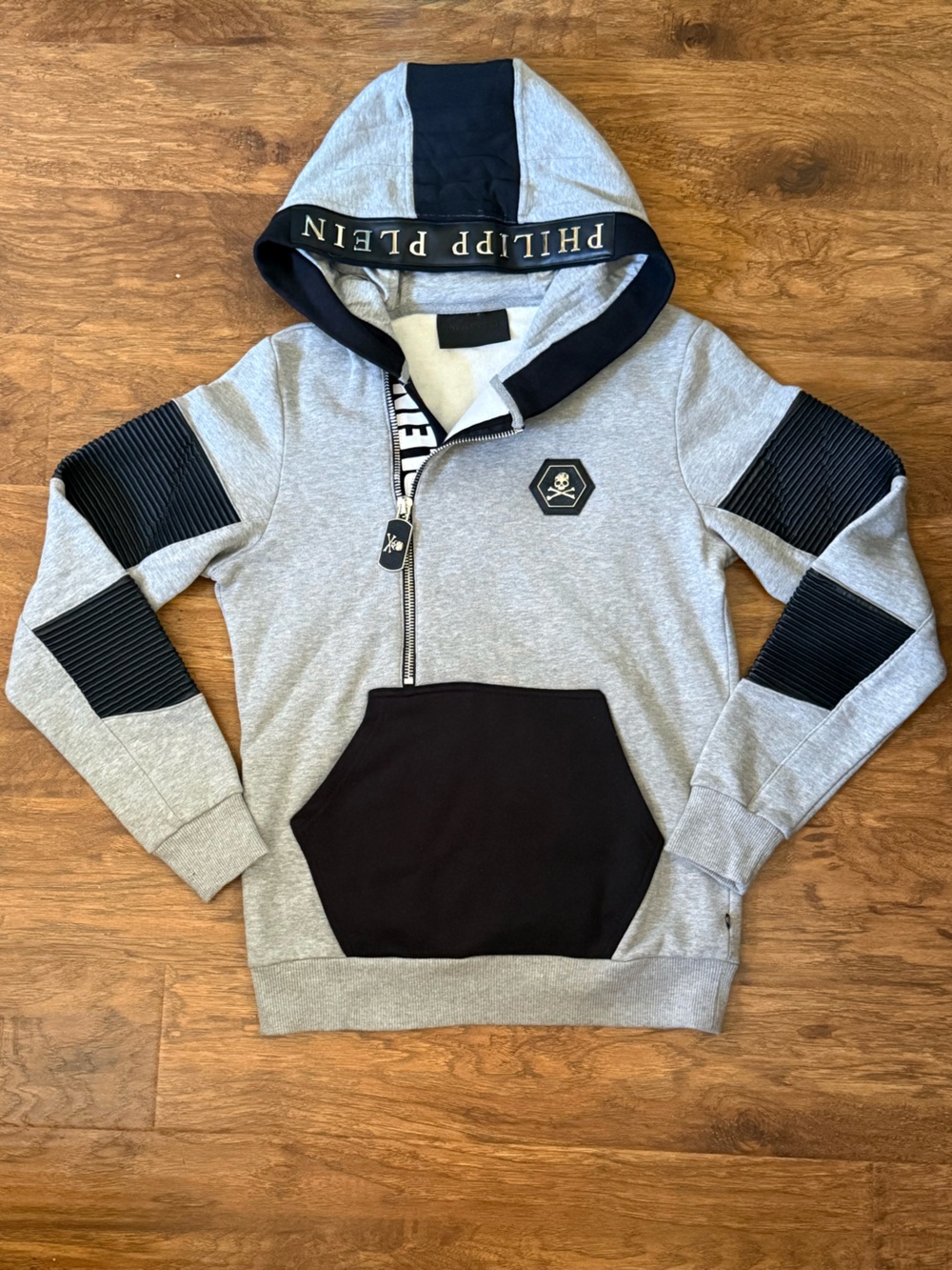 NEW Philipp Plein skull moto logo hoodie